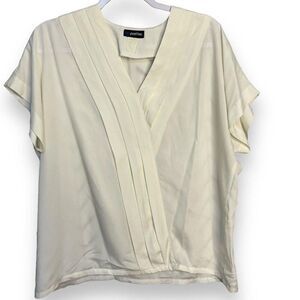 Panther Lightweight Pullover Blouse Women's XL Ivory Casual Workwear Pleated VTG